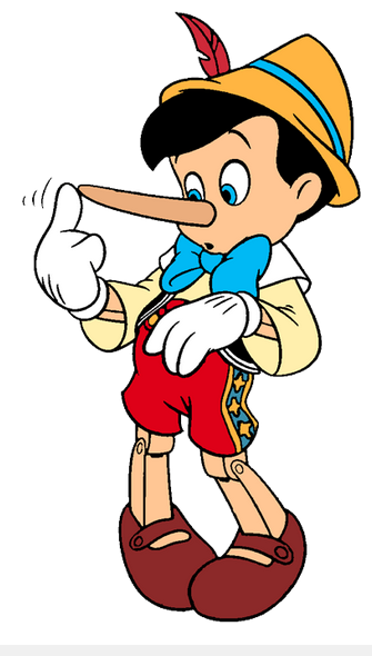 pinocchio touching his nose